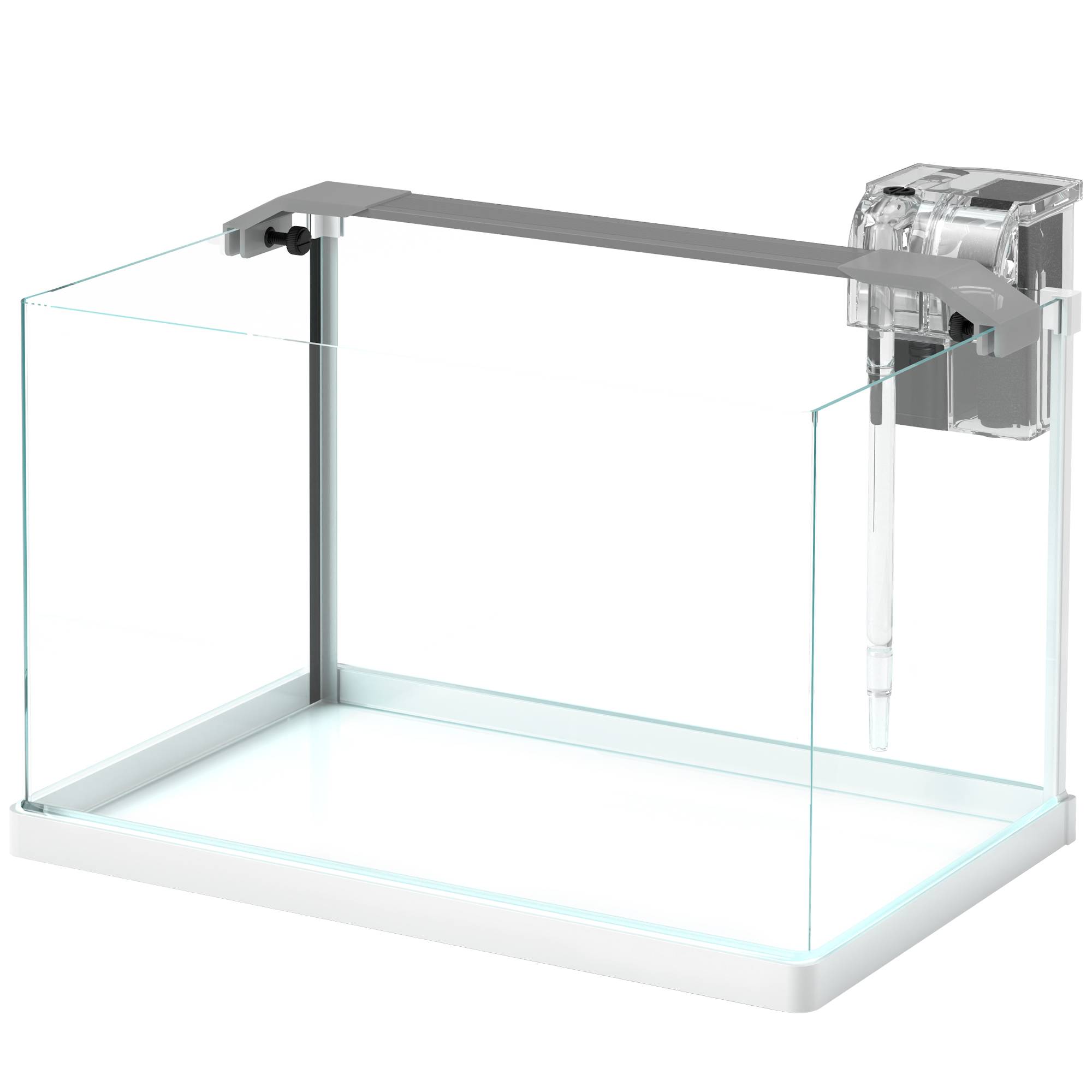 Aquarium panoramique verre 20L filtre cascade éclairage LED poissons 38x26x27cm blanc - ComfortXL Outdoor Living - Image 2