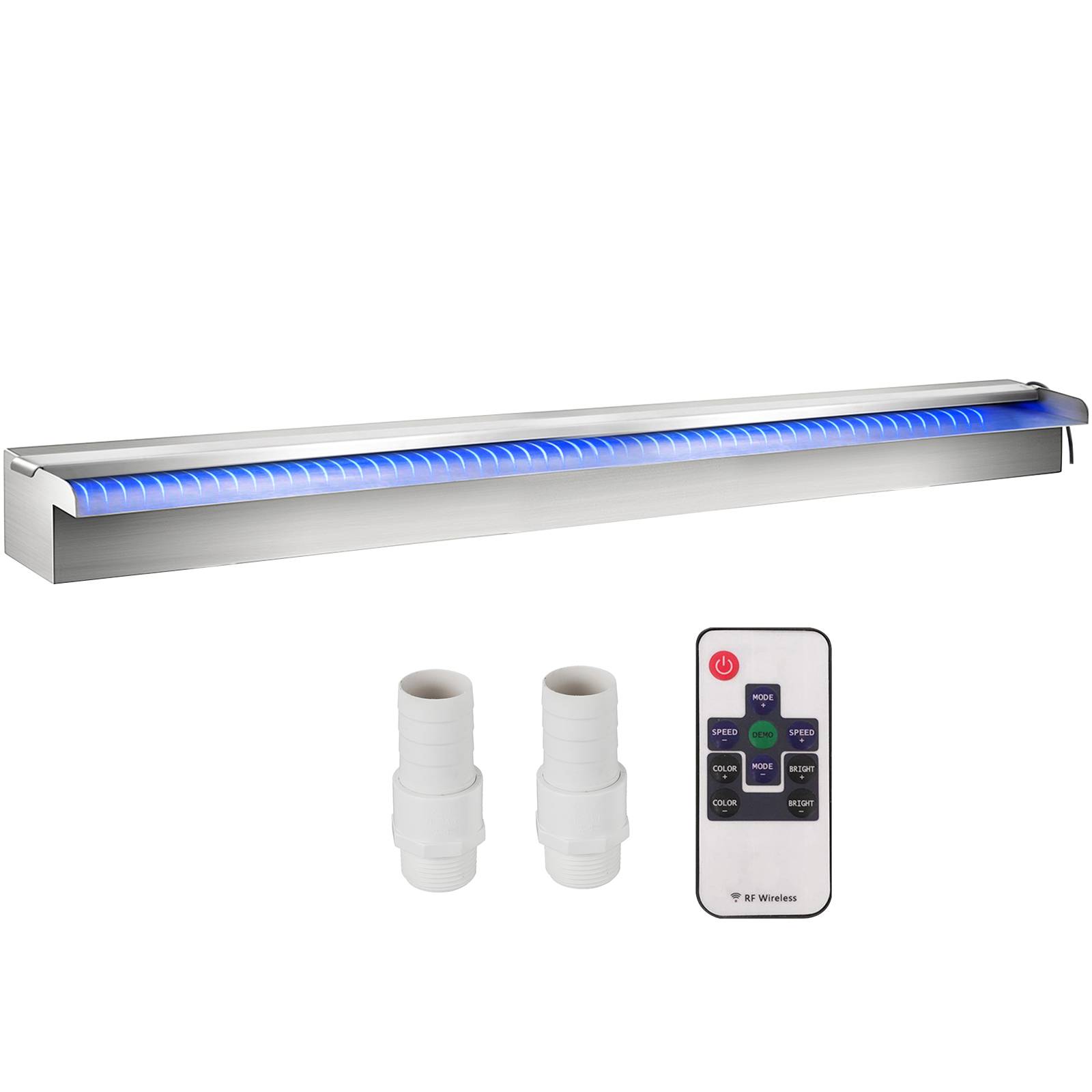 Vevor - VEVOR Déversoir cascade piscine inox 90x11.5x8cm LED, télécommande, anti-corrosion, étang/jardin ext. - Image 1
