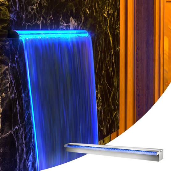 Vevor - VEVOR Déversoir cascade piscine inox 90x11.5x8cm LED, télécommande, anti-corrosion, étang/jardin ext. - Image 8