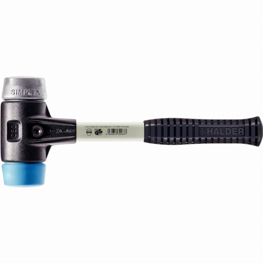 Maillet HALDER SIMPLEX TPE souple / métal doux avec boîtier en fonte malléable renforcée et manche en fibre de verre - D=40 mm - 3719.040