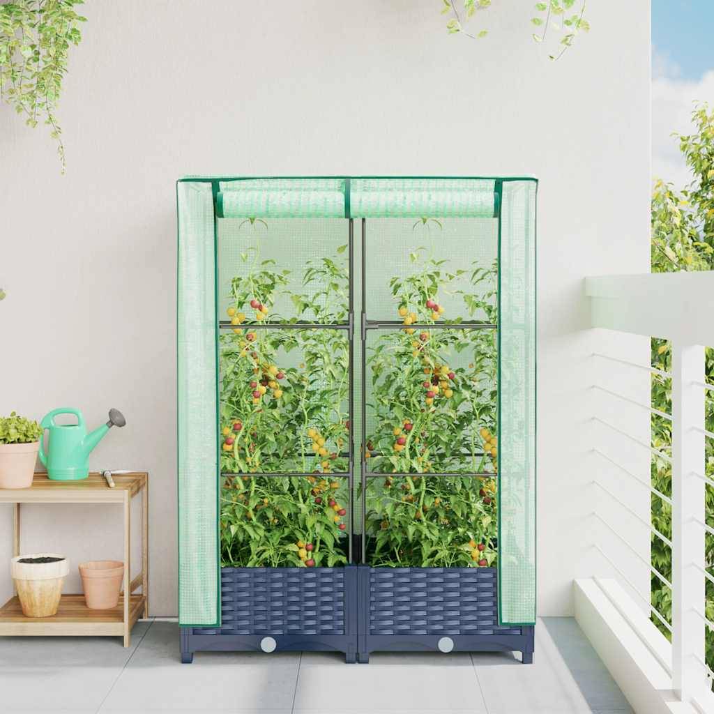 ComfortXL - Jardinière Surélevée avec Serre Aspect Rotin Gris 80x40cm pour Balcon – ComfortXL Outdoor Living - Image 3