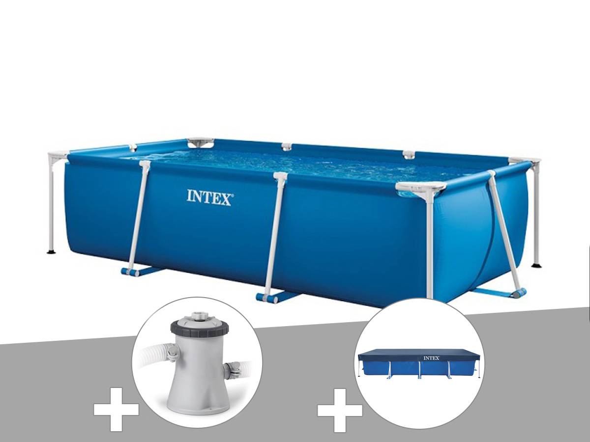 Kit piscine tubulaire rectangulaire Intex 3,00 x 2,00 x 0,75 m + Filtration à cartouche + Bâche de protection - Imagen 1
