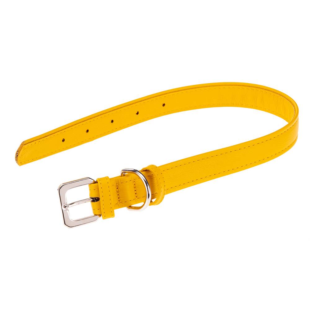 Ferplast - Collier pour Chiens VOGUE CF25/49, Cuir Véritable, Réglable, Boucle en Métal, Jaune - Imagen 1
