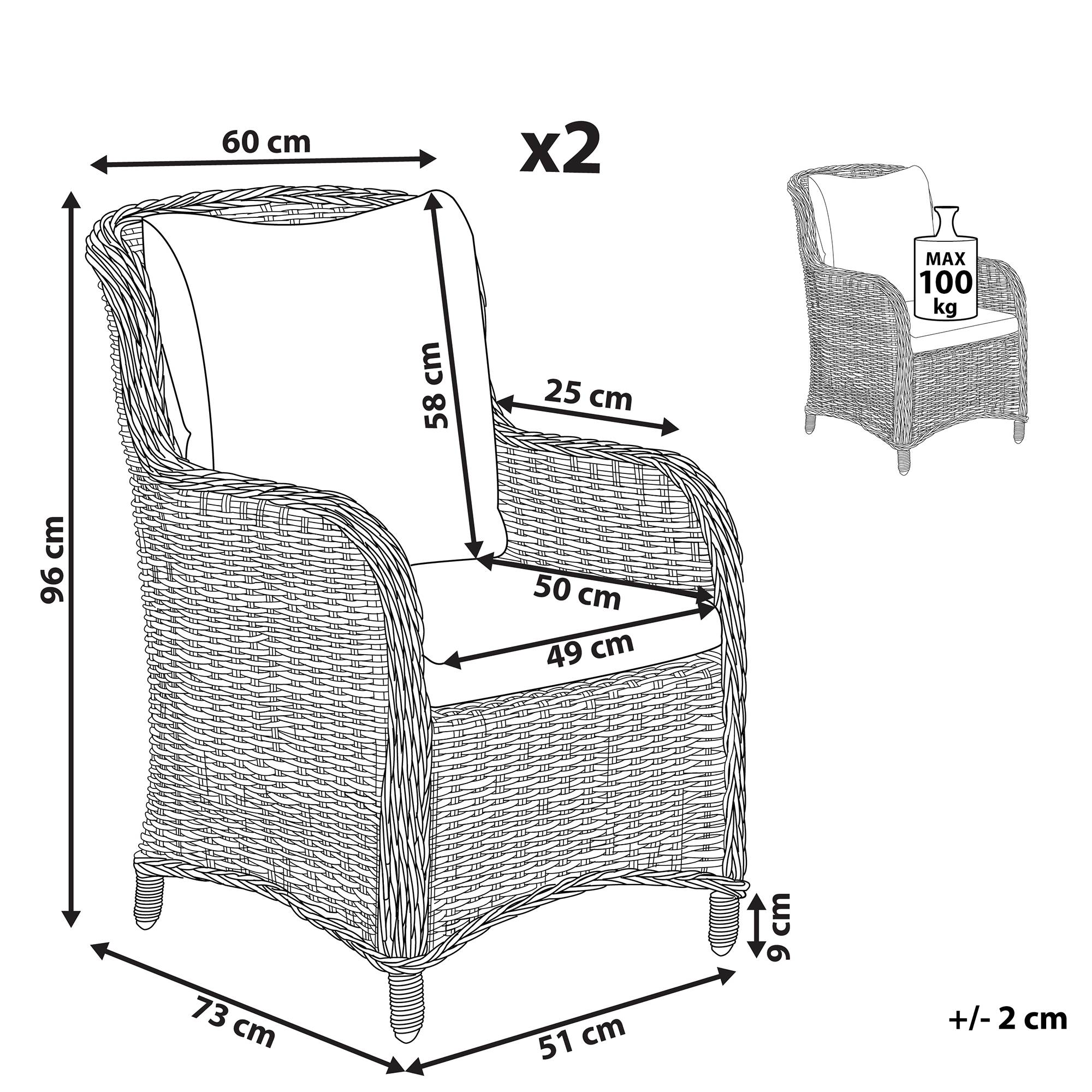 Beliani - Fauteuil Polyrotin Gris CASCAIS - Beliani - Imagen 3