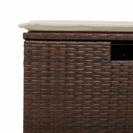Salon de jardin 4 places résine tressée avec pouf rangement et tablettes intégrées pour patio Marron – ComfortXL Outdoor Living - Image 10