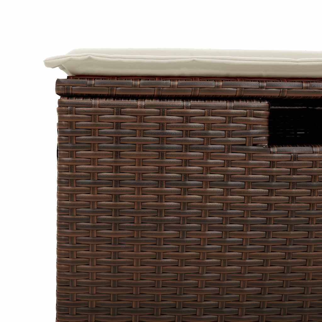 Salon de jardin 4 places résine tressée avec pouf rangement et tablettes intégrées pour patio Marron – ComfortXL Outdoor Living - Image 10