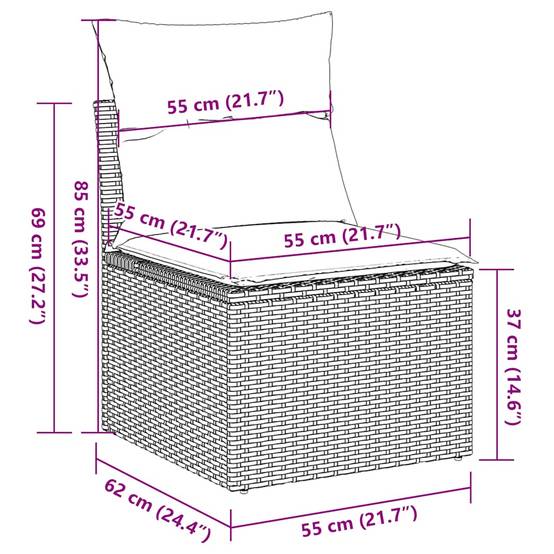 Salon de jardin 4 places résine tressée avec pouf rangement et tablettes intégrées pour patio Marron – ComfortXL Outdoor Living - Image 5