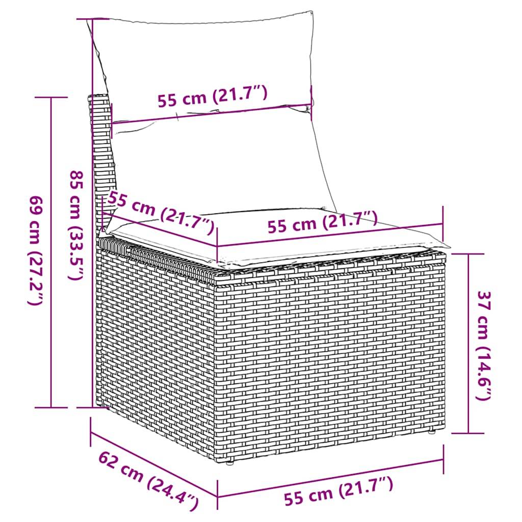 Salon de jardin 4 places résine tressée avec pouf rangement et tablettes intégrées pour patio Marron – ComfortXL Outdoor Living - Image 5