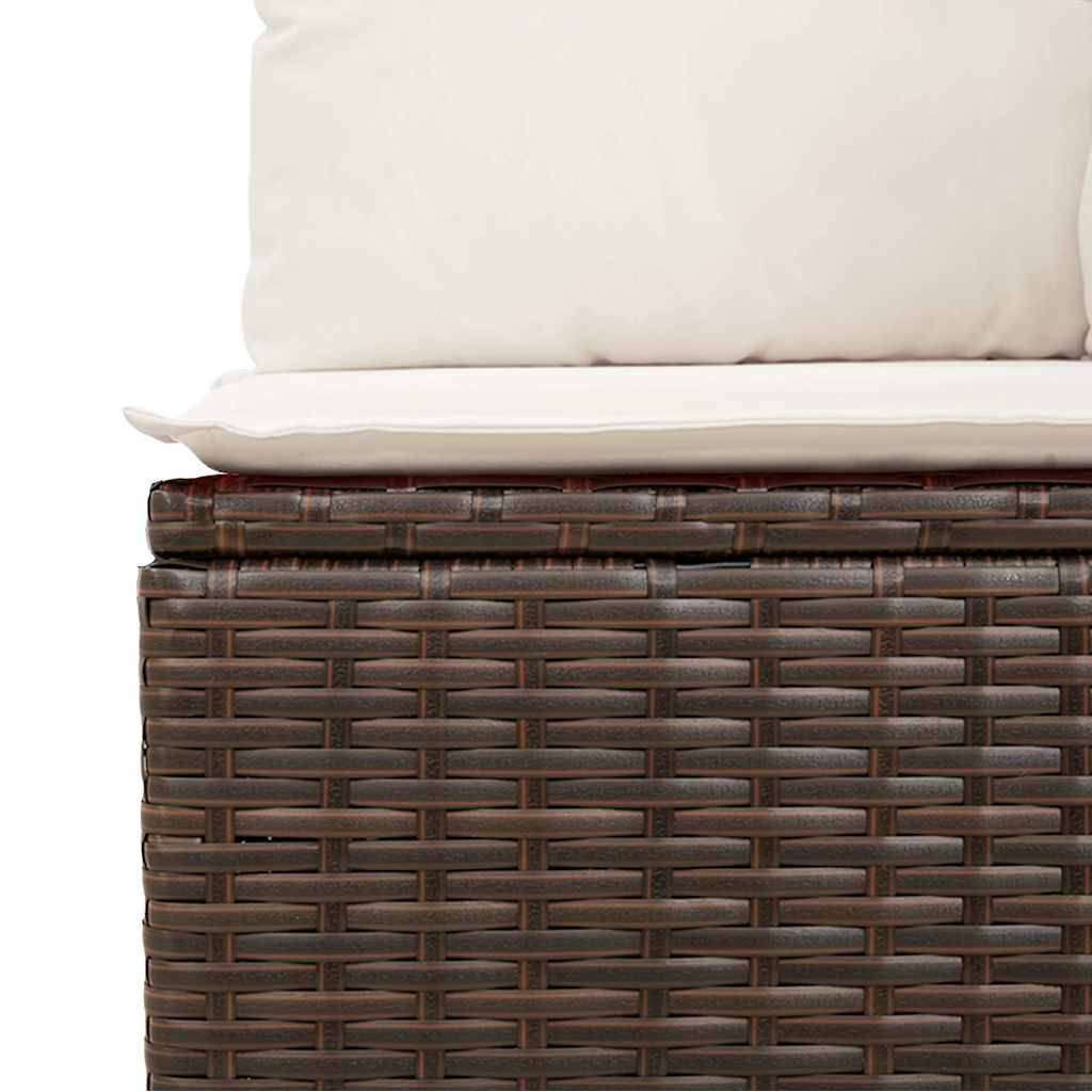 Salon de jardin 4 places résine tressée avec pouf rangement et tablettes intégrées pour patio Marron – ComfortXL Outdoor Living - Image 9