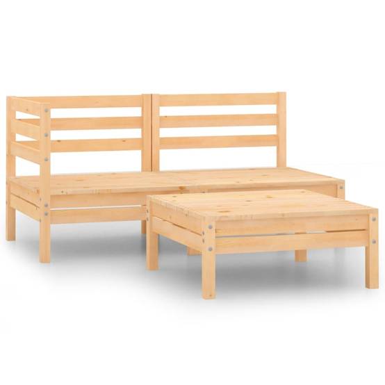 Salon de Jardin Bas Modulable 3 Pièces Bois de Pin Massif Style Rustique Design Palette Détente Brun – ComfortXL Outdoor Living - Image 1