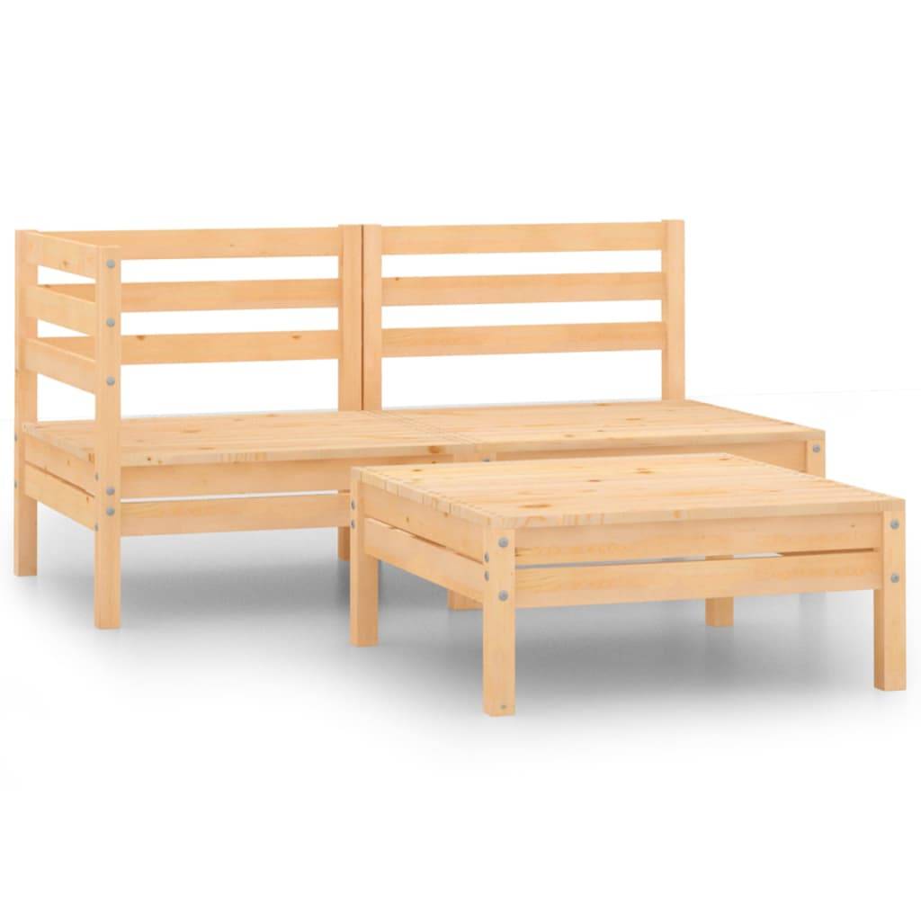 Salon de Jardin Bas Modulable 3 Pièces Bois de Pin Massif Style Rustique Design Palette Détente Brun – ComfortXL Outdoor Living - Image 1