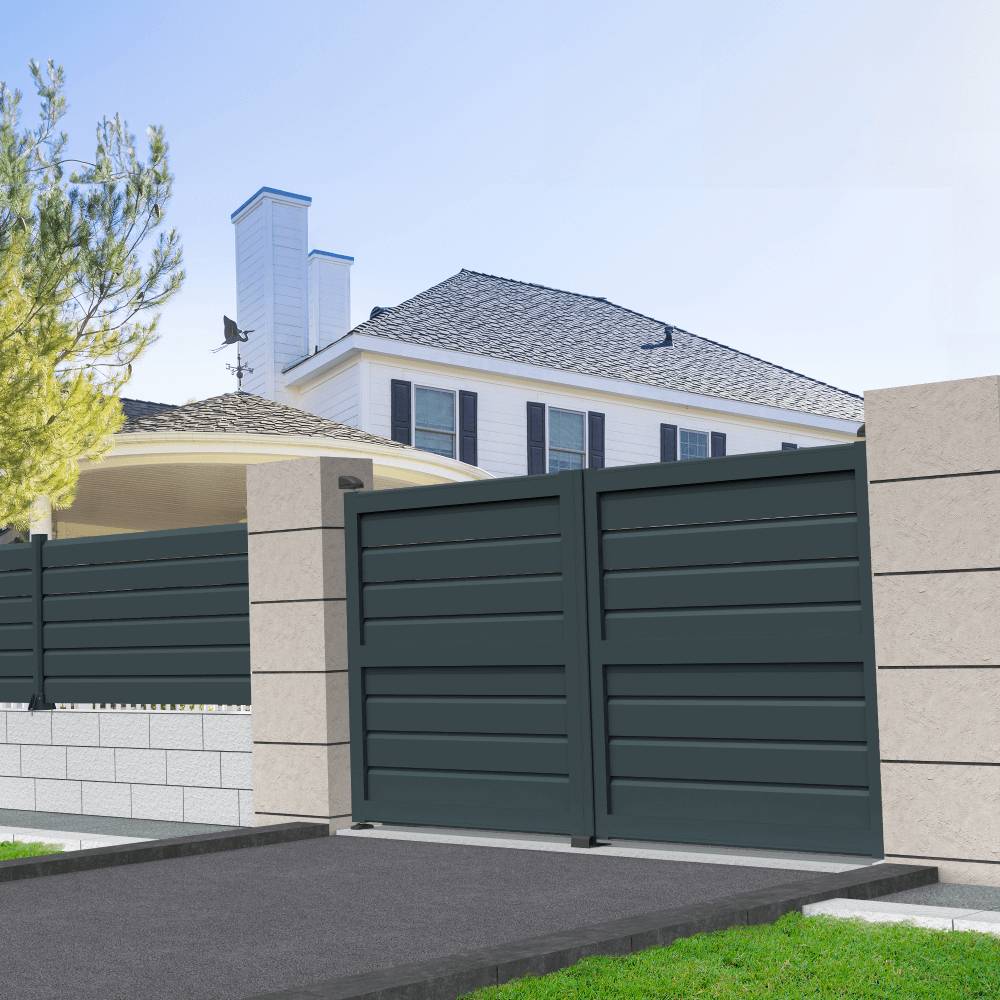 Intersun - Portail battant brise-vue L 3000 x H 1730 mm (Gris Anthracite) - INTERSUN - Imagen 2
