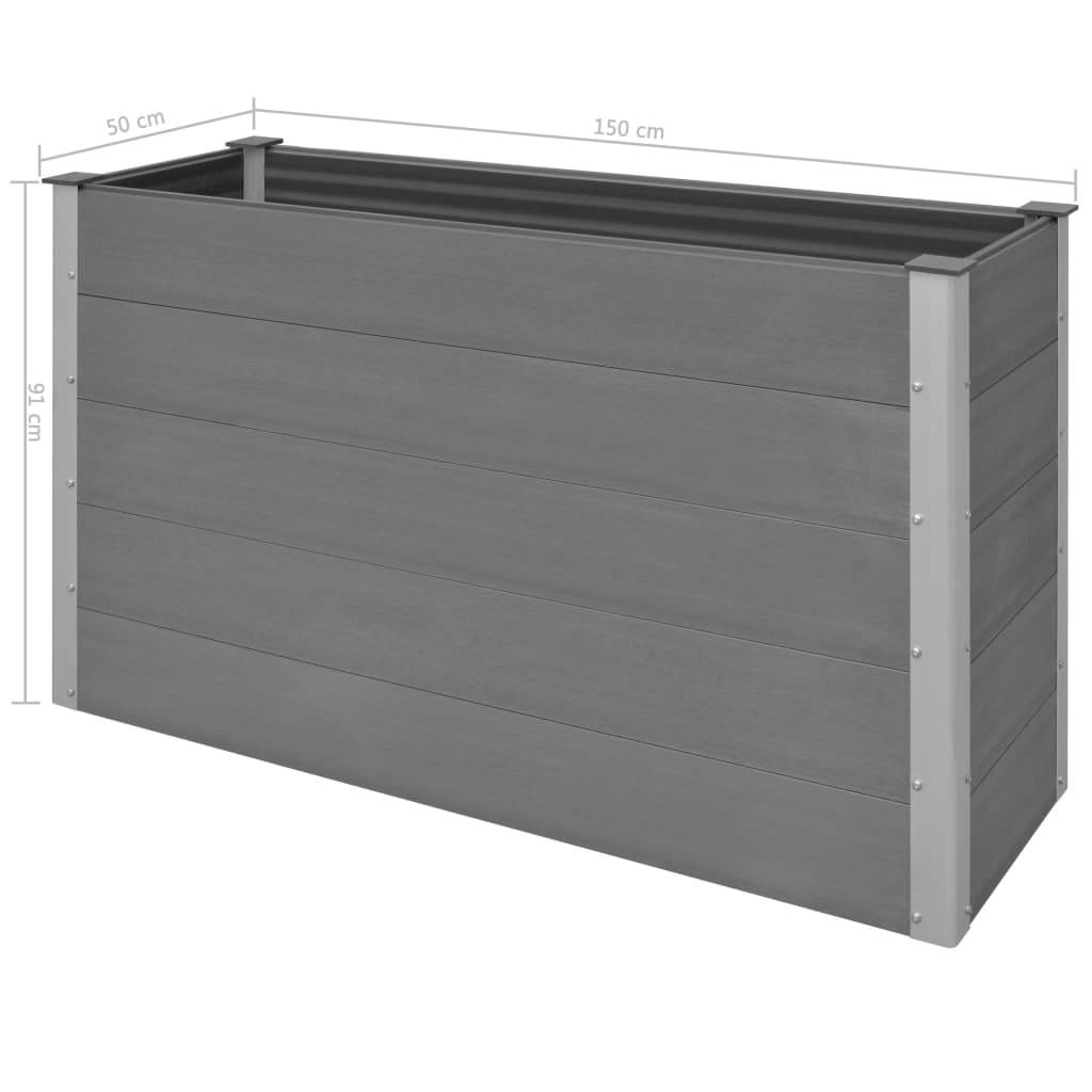 Helloshop26 - Jardinière lit surélevé plantes fleurs jardin WPC 150 x 50 x 91 cm gris - Imagen 5
