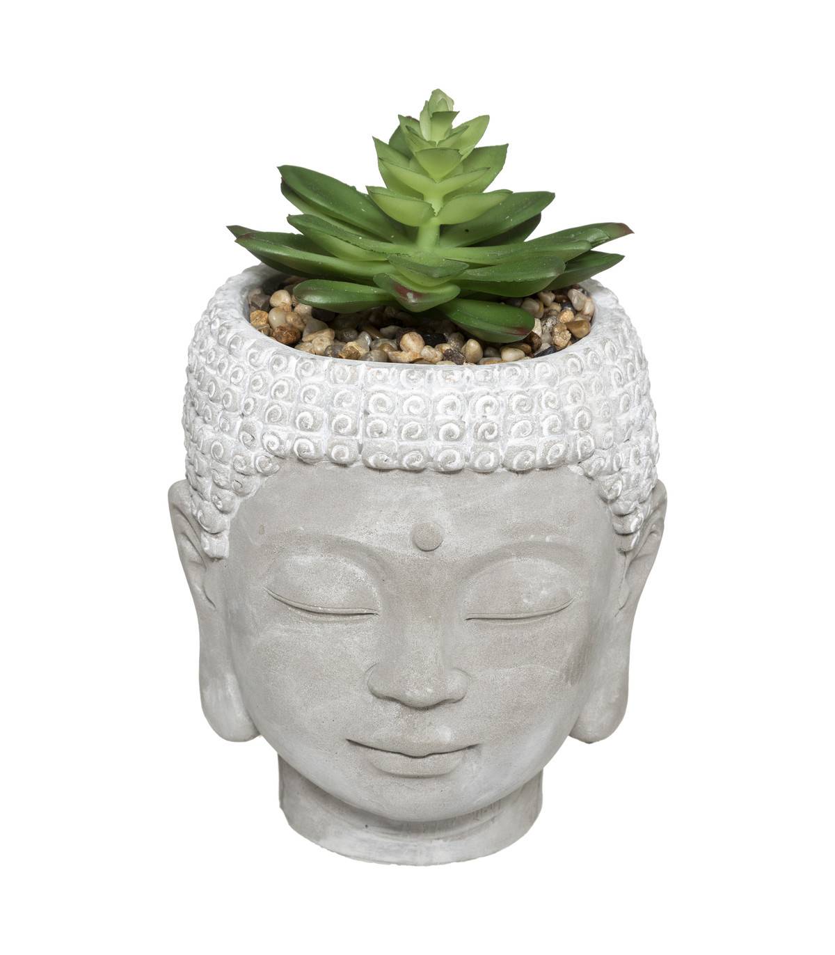 Plante Artificielle Pot Bouddha en Ciment D 13,5 x H 18 cm - Imagen 1