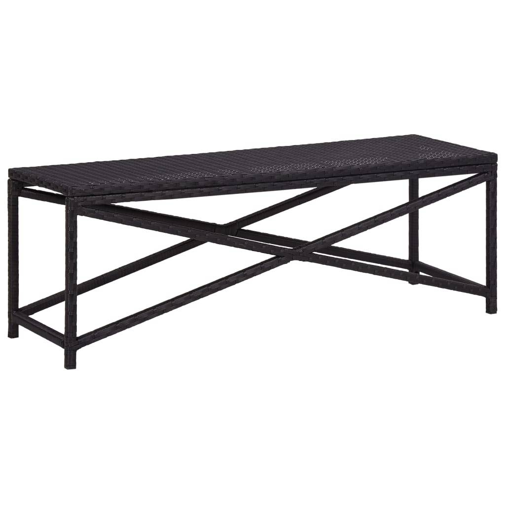 Banc de jardin - Banc d'extérieur - Banquette 120 cm Résine tressée Noir - Image 2
