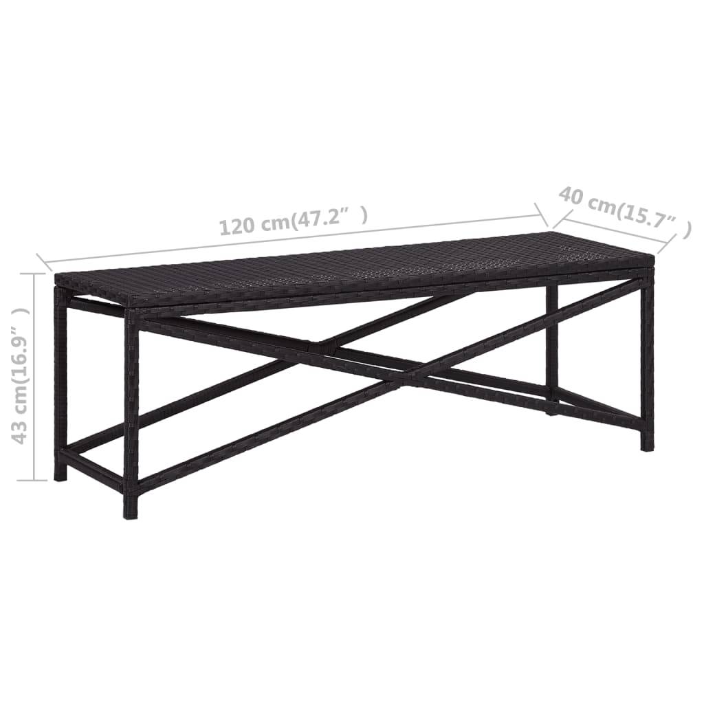 Banc de jardin - Banc d'extérieur - Banquette 120 cm Résine tressée Noir - Image 5