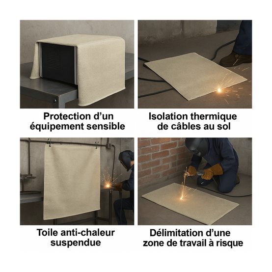 Bâche soudure 2x2 m - Toile anti chaleur 550 °C fibre de verre - Couverture de soudage professionnelle M0 weltek - Image 3