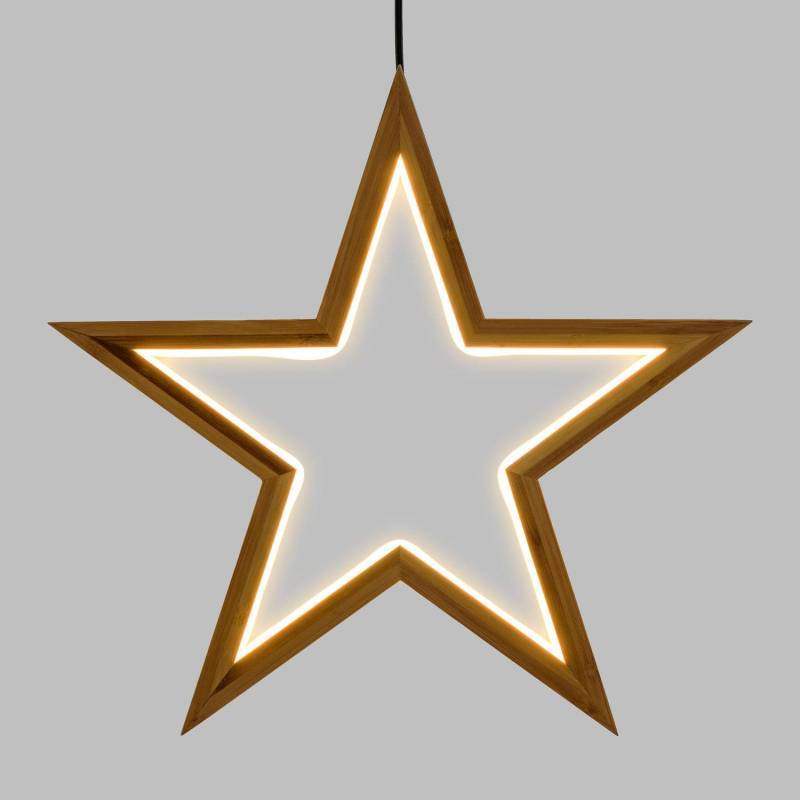 Lotti - étoile lumineuse de noël bois naturel néon led blanc chaud Bois Naturel Clair ø35cm Lotti - Imagen 1