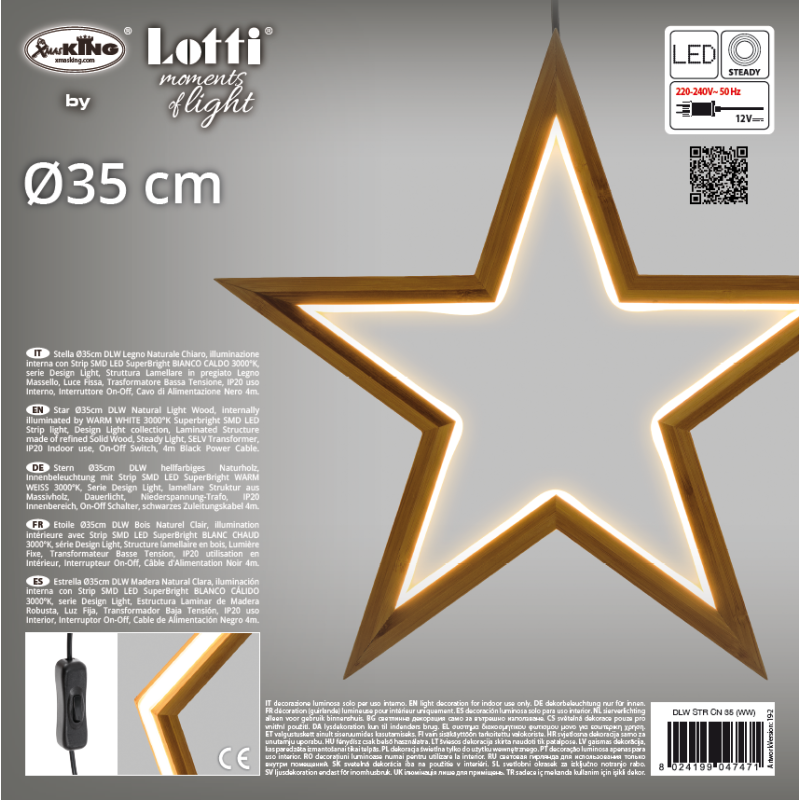 Lotti - étoile lumineuse de noël bois naturel néon led blanc chaud Bois Naturel Clair ø35cm Lotti - Imagen 6