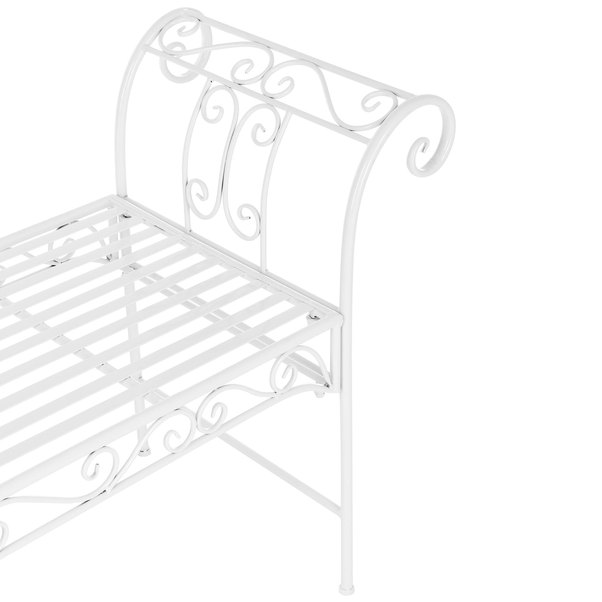 Banc De Jardin Vintage Meuble Design Solide Pour Usage Extérieur Métal 70 X 147 X 46 Cm Blanc [en.casa] - Imagen 2