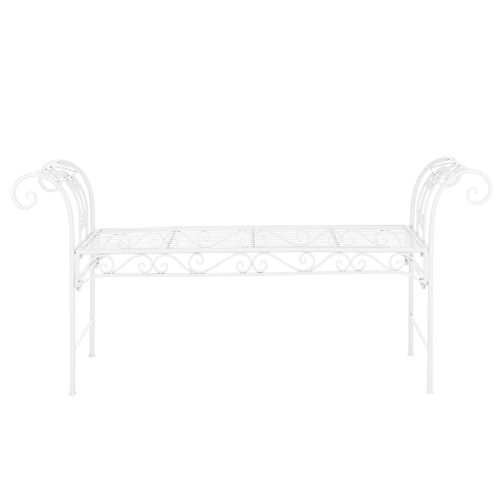 Banc De Jardin Vintage Meuble Design Solide Pour Usage Extérieur Métal 70 X 147 X 46 Cm Blanc [en.casa] - Imagen 1