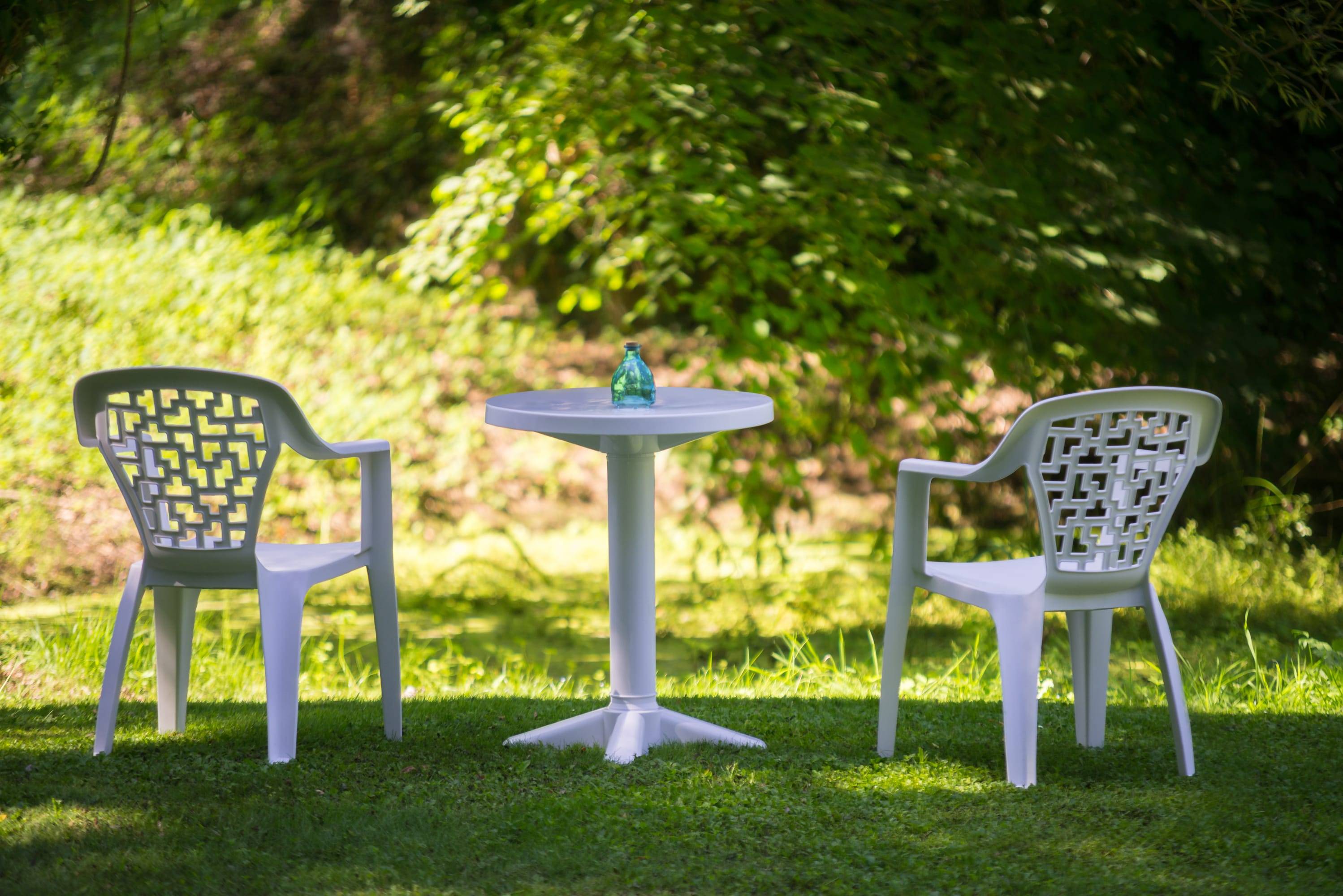 Table carrée extérieure 70x70 blanc BANYOLES garbar - Image 3