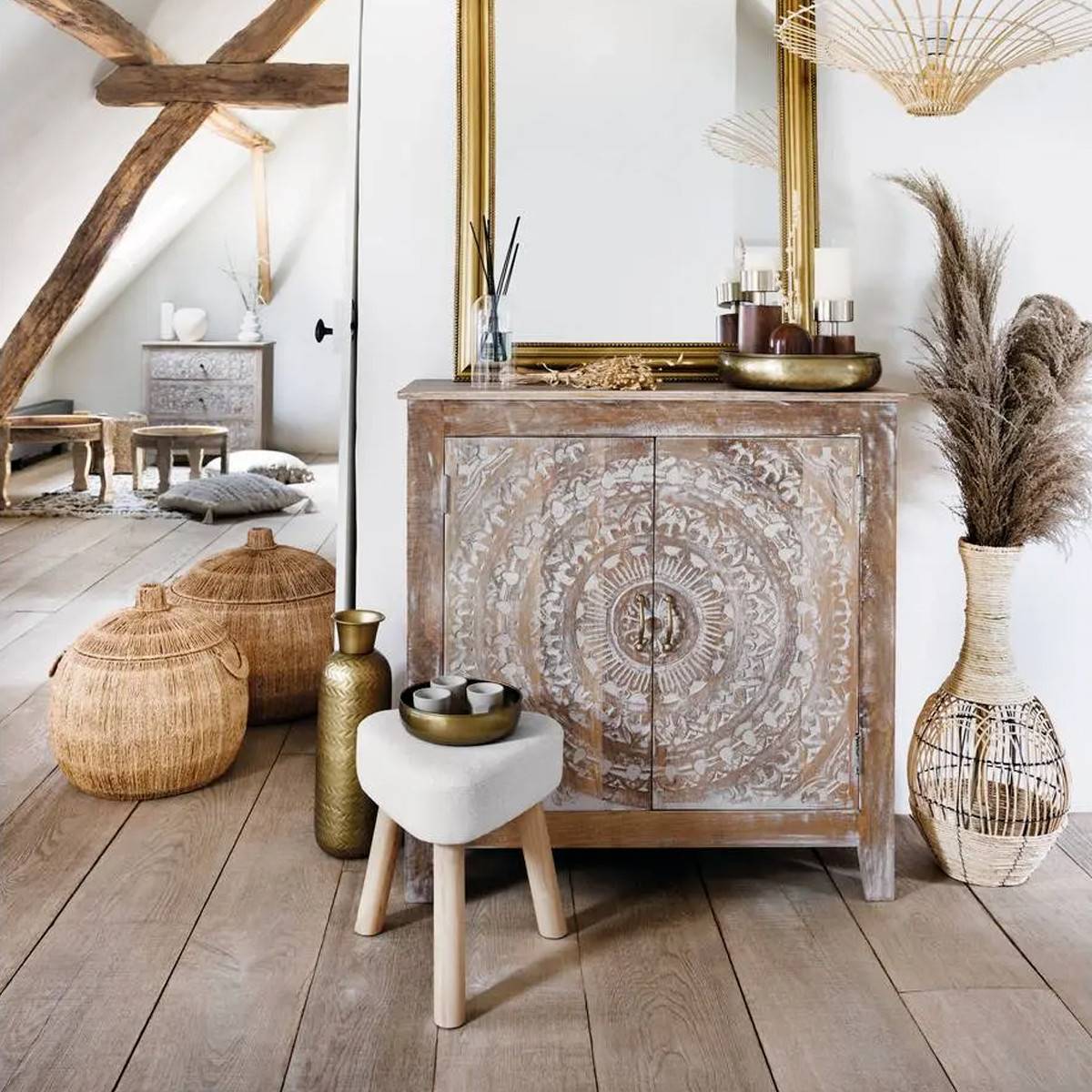 Atmosphera - Tabouret "Thena" blanc ivoire - Atmosphera Créateur d'intérieur - Imagen 4