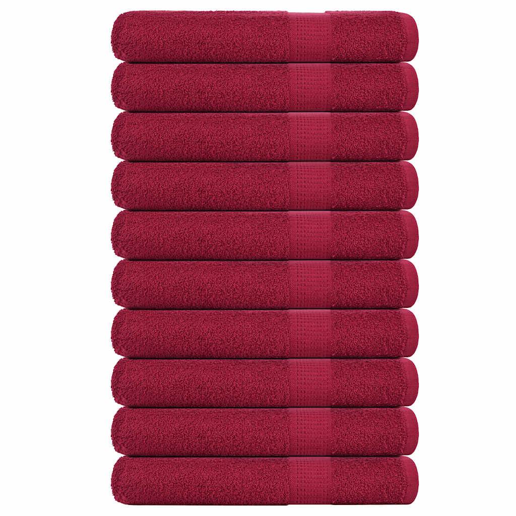 Lot De 6 Serviettes De Toilette Tissu Éponge 100% Coton Terracotta 50 X