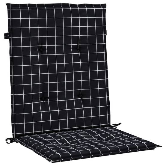 Coussins de chaise à dossier bas polyester noir à carreaux 100 x 50 x 4 cm - PANGIVO - Image 5