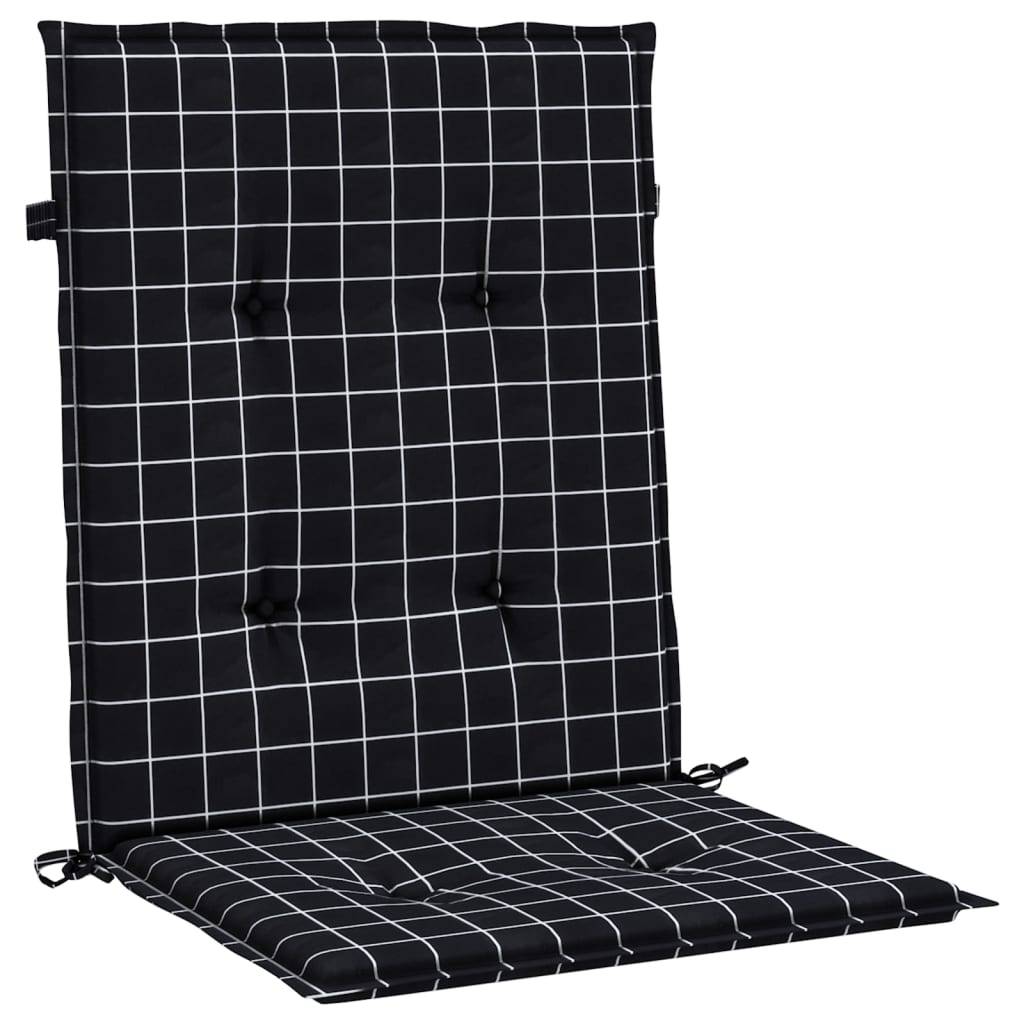 Coussins de chaise à dossier bas polyester noir à carreaux 100 x 50 x 4 cm - PANGIVO - Image 5