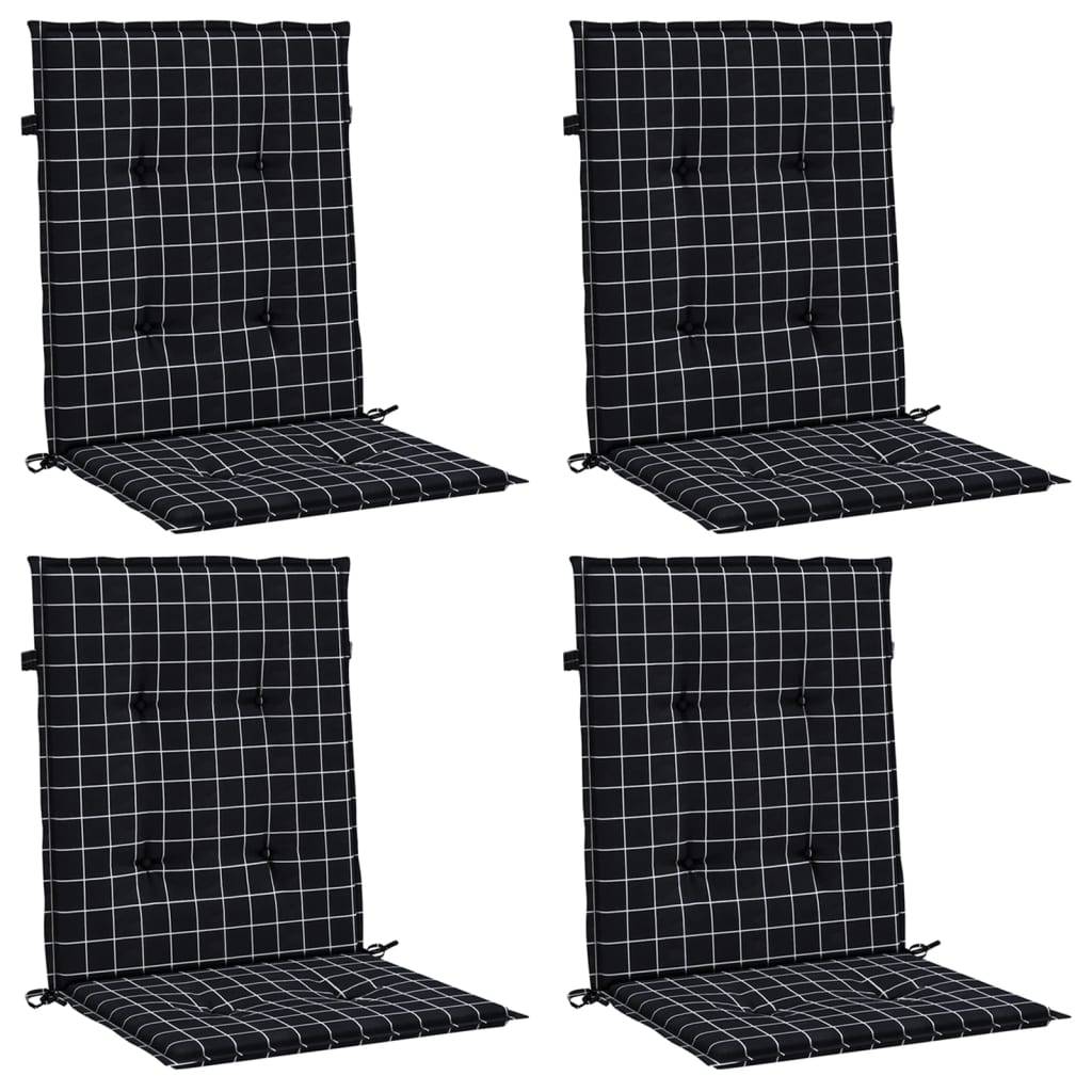 Coussins de chaise à dossier bas polyester noir à carreaux 100 x 50 x 4 cm - PANGIVO - Image 3