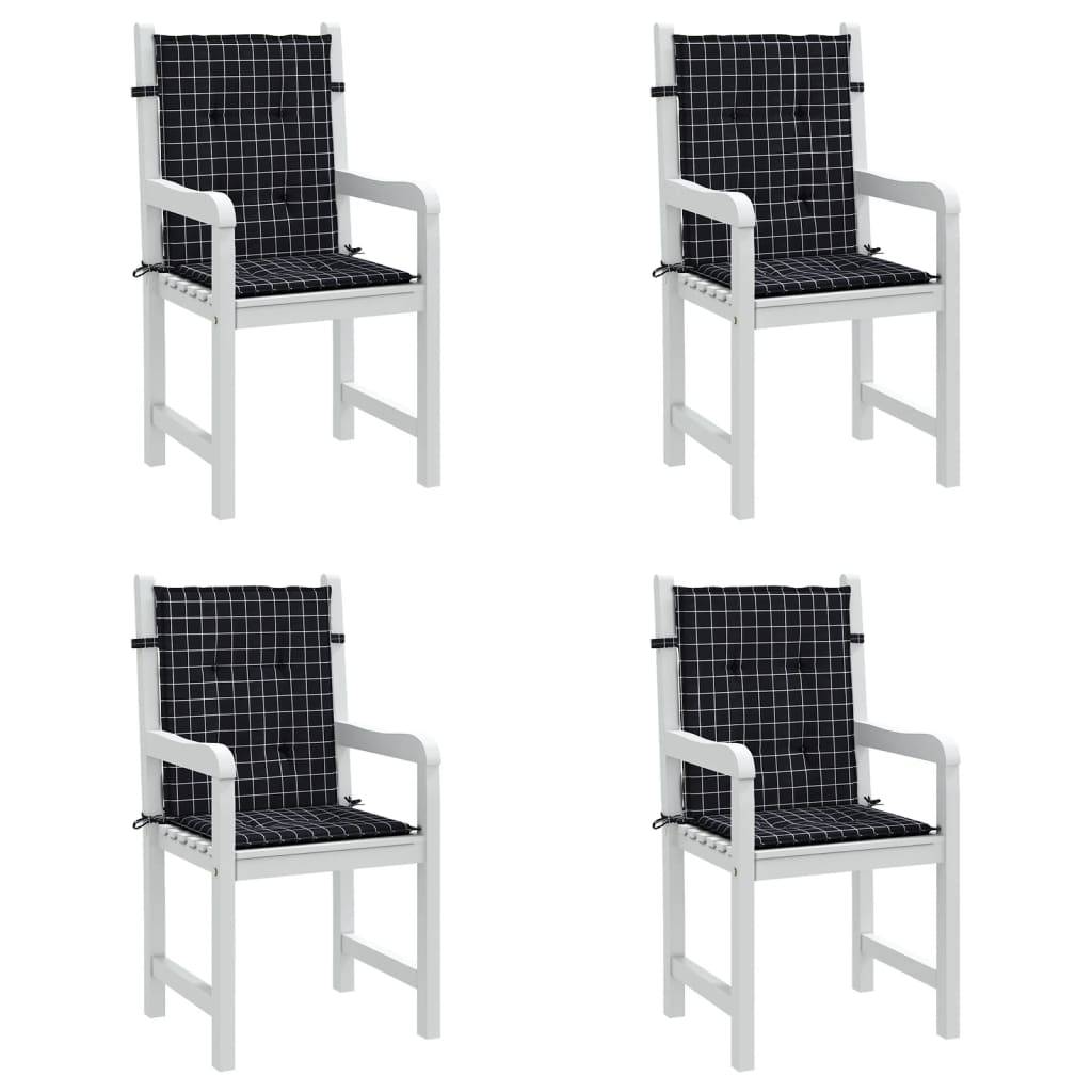 Coussins de chaise à dossier bas polyester noir à carreaux 100 x 50 x 4 cm - PANGIVO - Image 4