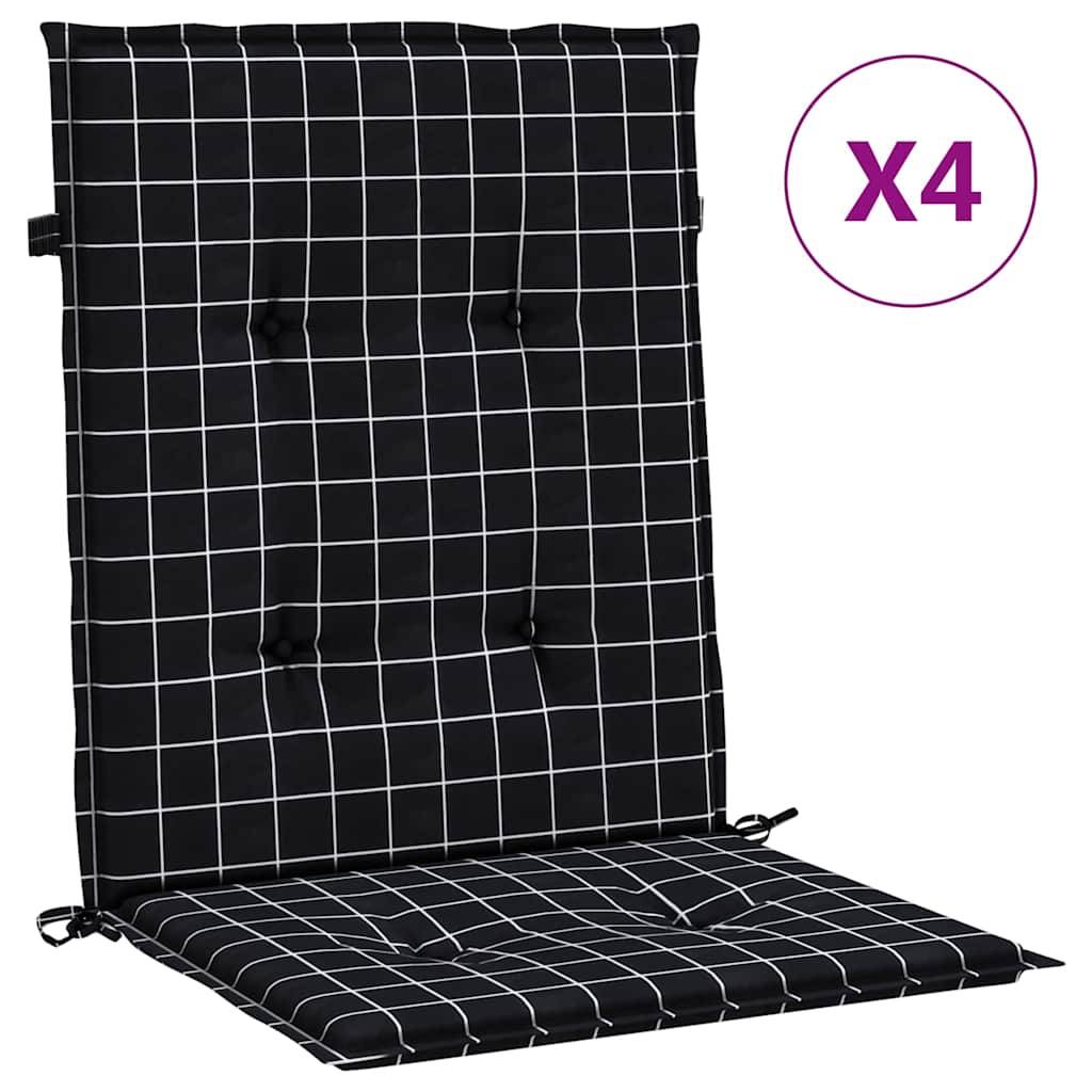 Coussins de chaise à dossier bas polyester noir à carreaux 100 x 50 x 4 cm - PANGIVO - Image 2