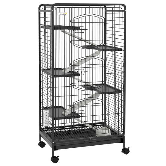 Cage pour petits animaux acier noir 61.5 x 44 x 131 cm - PANGIVO - Image 2