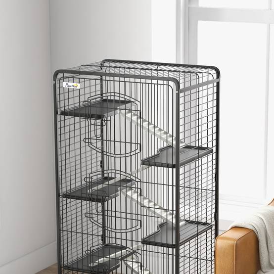 Cage pour petits animaux acier noir 61.5 x 44 x 131 cm - PANGIVO - Image 10
