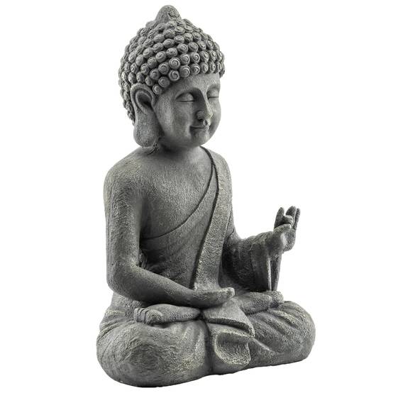 Outsunny - Statue de jardin sculpture bouddha assis - décoration spirituelle - oxyde de magnésium - gris foncé - Outsunny - Image 1