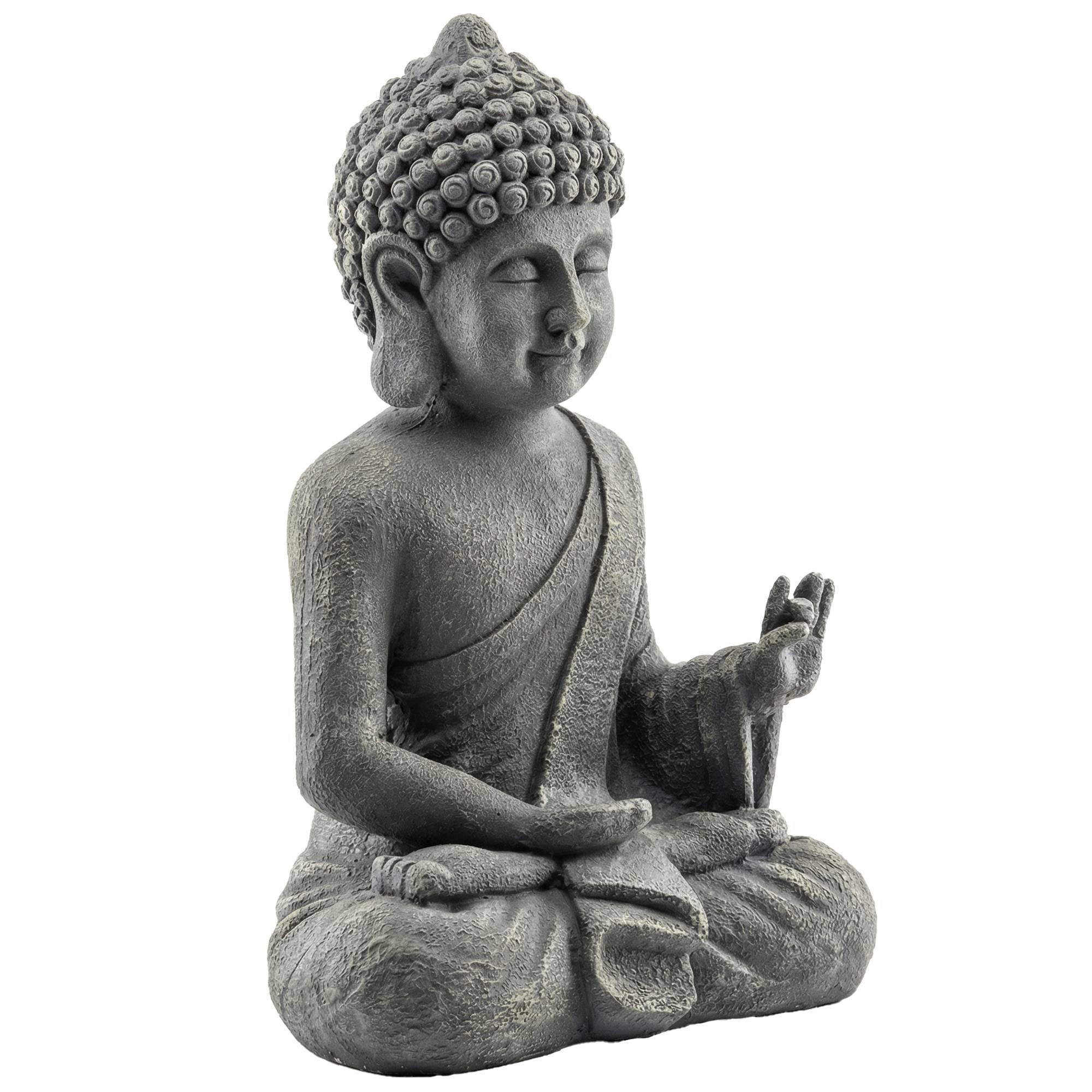Outsunny - Statue de jardin sculpture bouddha assis - décoration spirituelle - oxyde de magnésium - gris foncé - Outsunny - Image 1