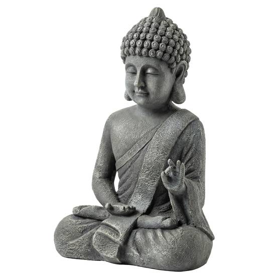 Outsunny - Statue de jardin sculpture bouddha assis - décoration spirituelle - oxyde de magnésium - gris foncé - Outsunny - Image 5