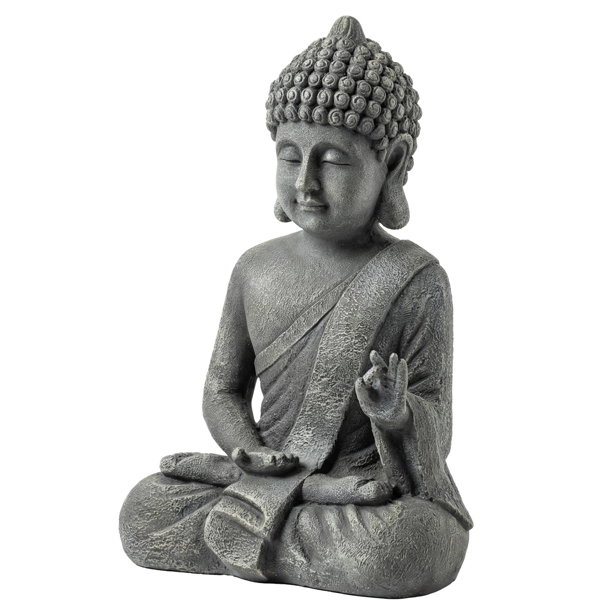 Outsunny - Statue de jardin sculpture bouddha assis - décoration spirituelle - oxyde de magnésium - gris foncé - Outsunny - Image 5