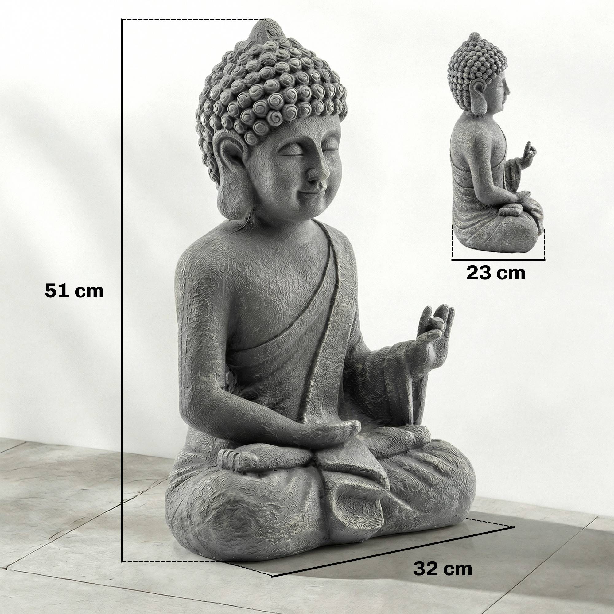 Outsunny - Statue de jardin sculpture bouddha assis - décoration spirituelle - oxyde de magnésium - gris foncé - Outsunny - Image 3