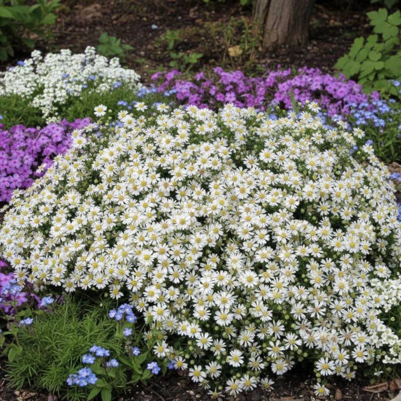 Aster d'automne Snowflurry, Aster ericoides à fleurs Blanche/ - feuillage Caduc - Godet - 5/20 cm