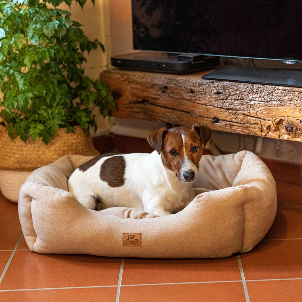 Ferplast - Canapé Lit pour Chiens et Chats COCCOLO MICROFLEECE 60 Doux Micropolaire Lavable Beige - Imagen 4