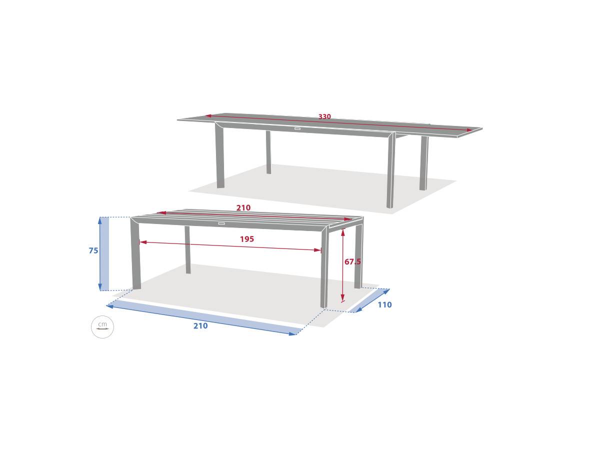 Hesperide - Table de jardin rectangulaire extensible en aluminium Luzane 12 places + 12 fauteuils Piazza - Hespéride - Image 4