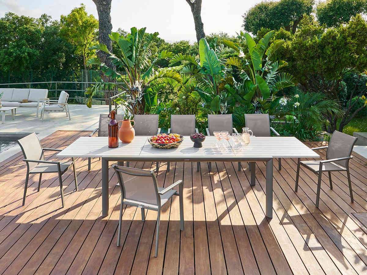 Hesperide - Table de jardin rectangulaire extensible en aluminium Luzane 12 places + 12 fauteuils Piazza - Hespéride - Image 3