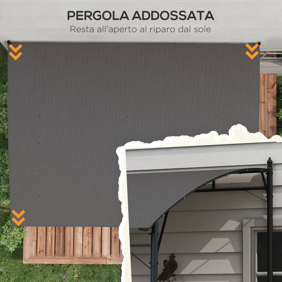 Pergola métal et polyester pour jardin et terrasse toit avec drainage 400x296cm gris - ComfortXL Outdoor Living - Image 6
