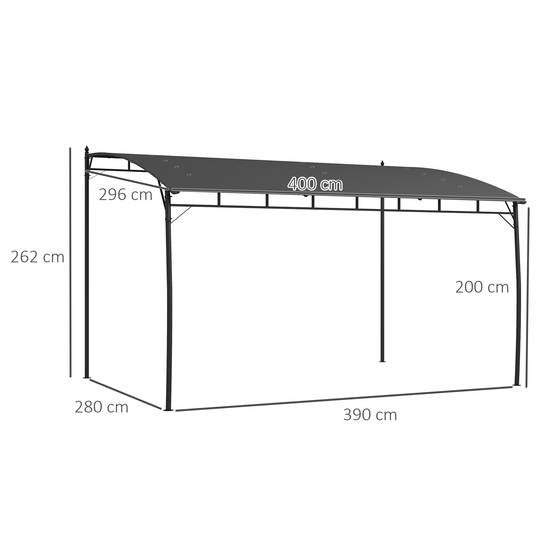 Pergola métal et polyester pour jardin et terrasse toit avec drainage 400x296cm gris - ComfortXL Outdoor Living - Image 5