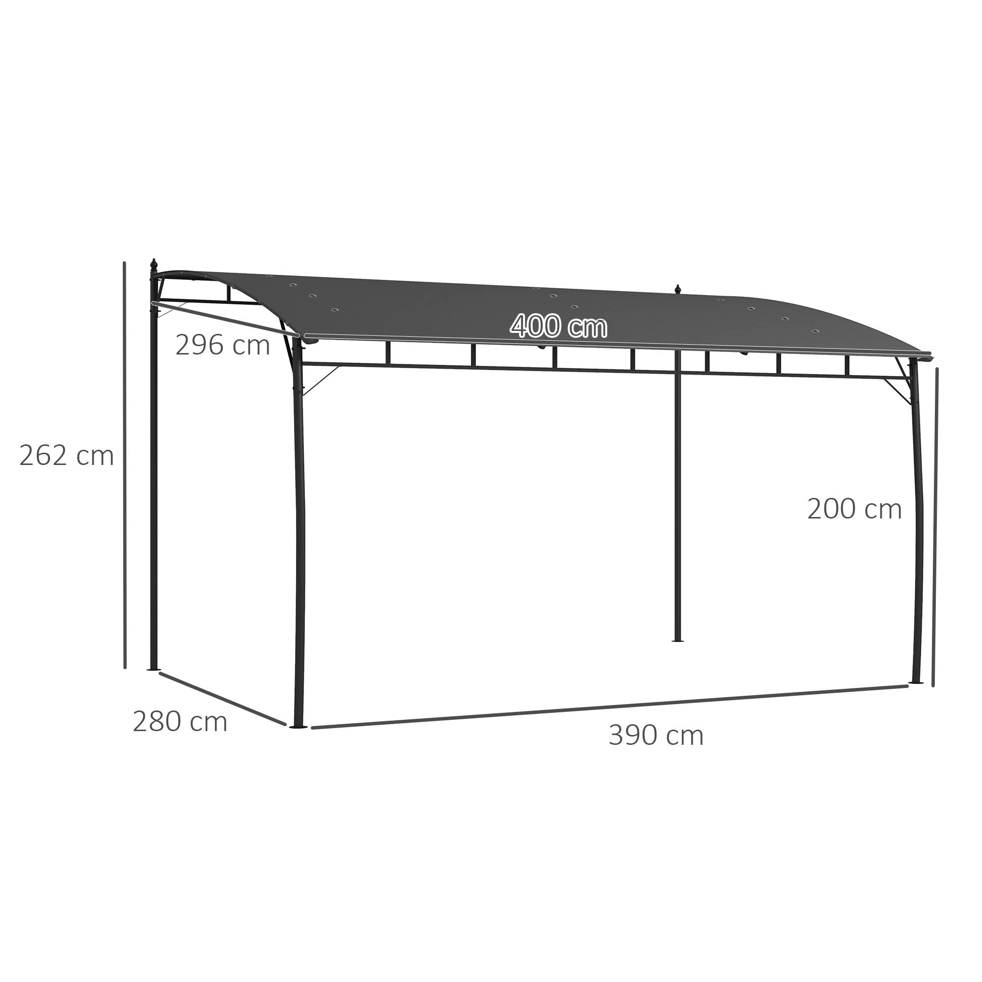 Pergola métal et polyester pour jardin et terrasse toit avec drainage 400x296cm gris - ComfortXL Outdoor Living - Image 5