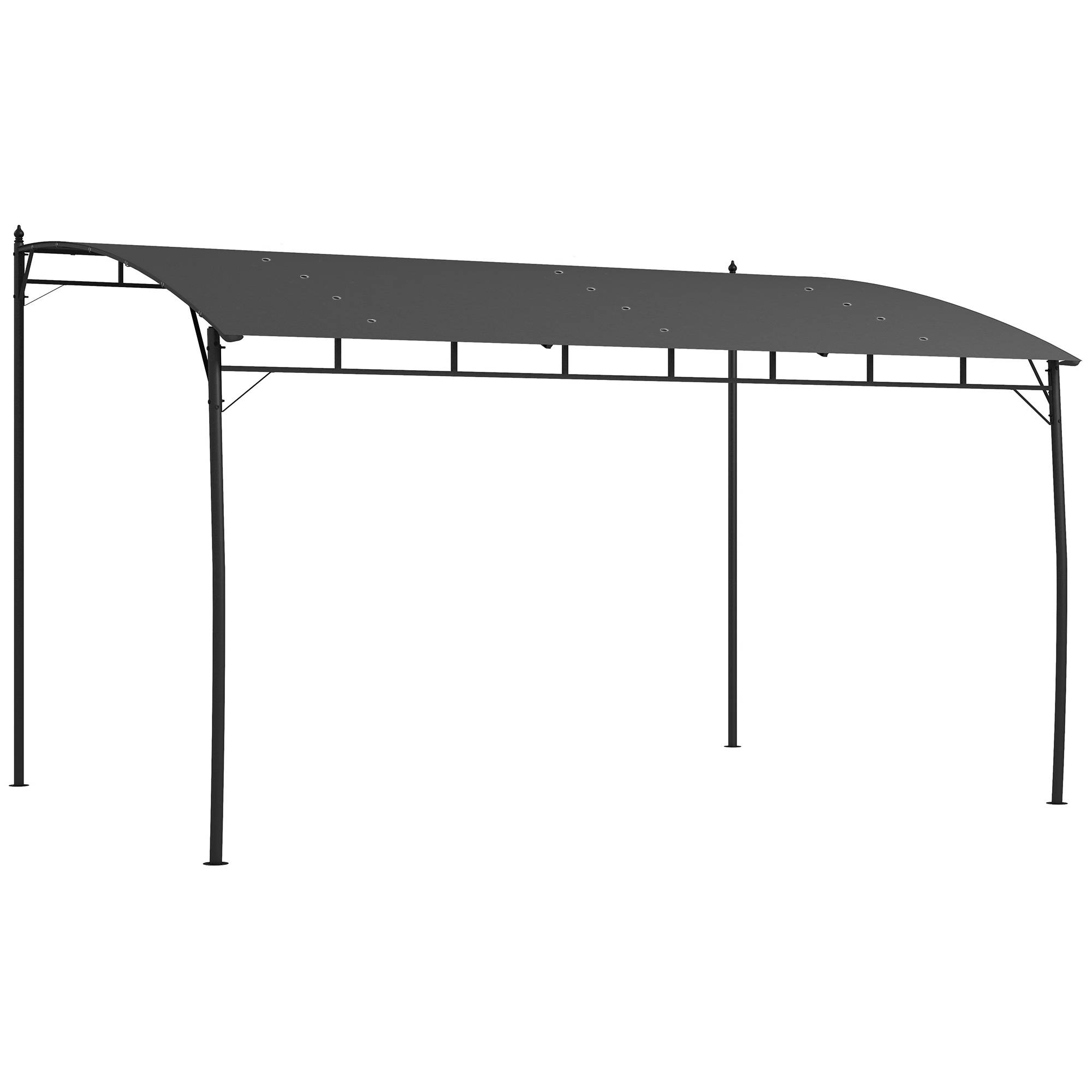 Pergola métal et polyester pour jardin et terrasse toit avec drainage 400x296cm gris - ComfortXL Outdoor Living - Image 1