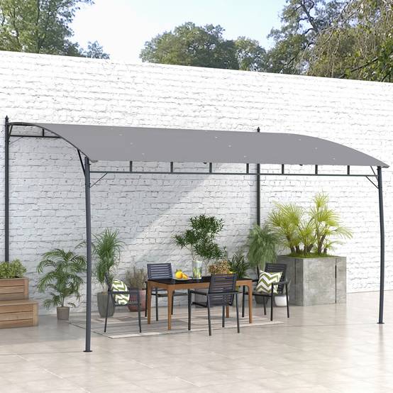 Pergola métal et polyester pour jardin et terrasse toit avec drainage 400x296cm gris - ComfortXL Outdoor Living - Image 4