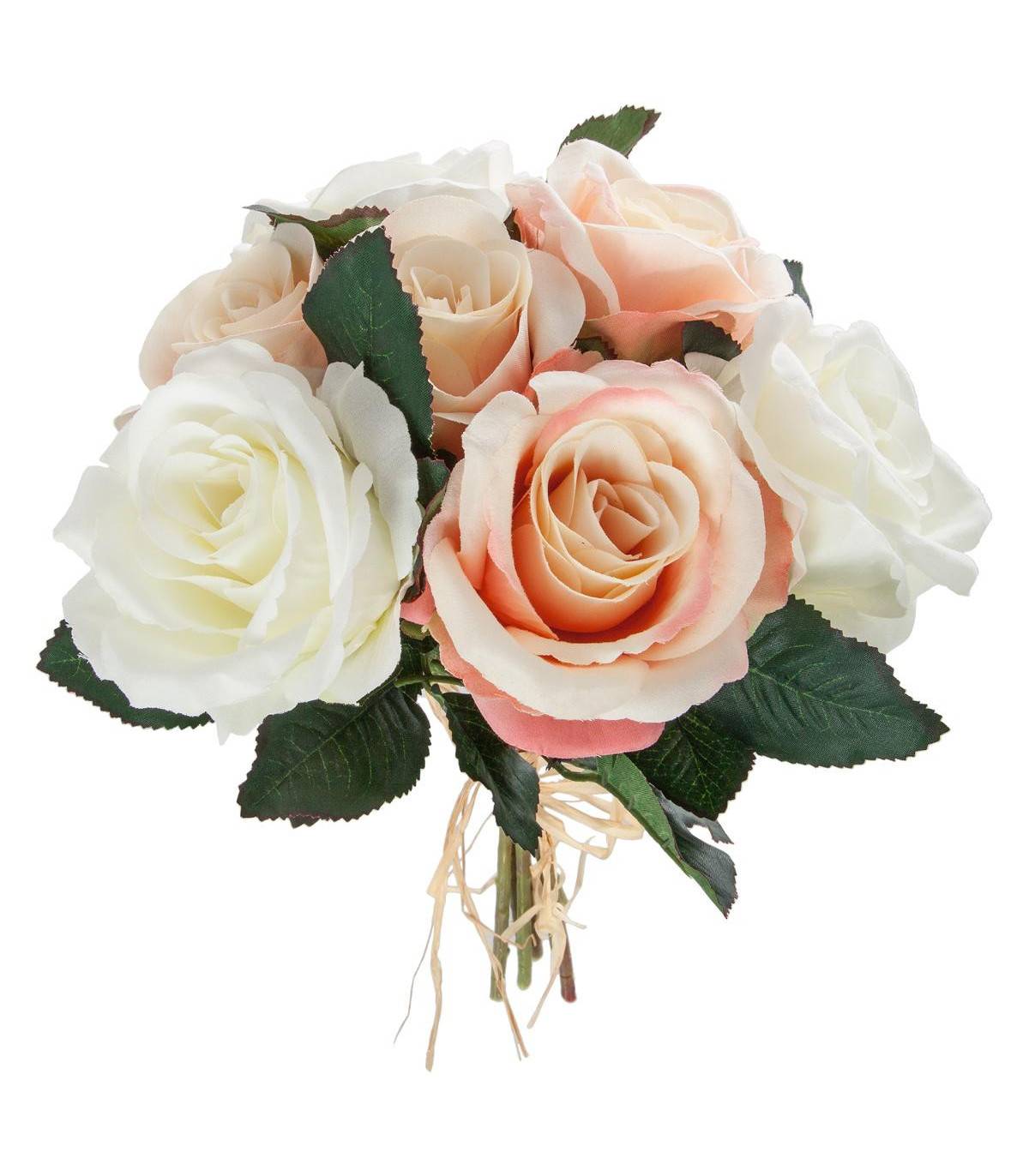 Bouquet de Fleurs artificielles 7 Roses vieillies D. 23 x H. 30 cm - Imagen 1